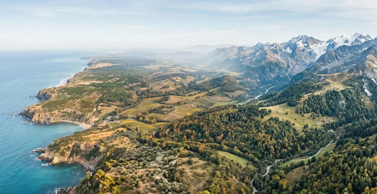 Carte stylisée des zones de rusticité en France avec végétation caractéristique de chaque région climatique
