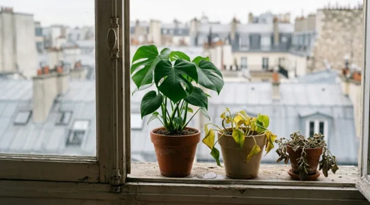 Diagnostic visuel du cycle de vie des plantes d'intérieur en appartement français