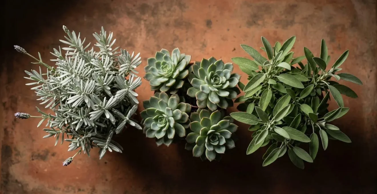 Composition végétale méditerranéenne avec plantes de climat analogue adaptées aux canicules dans un jardin sec français