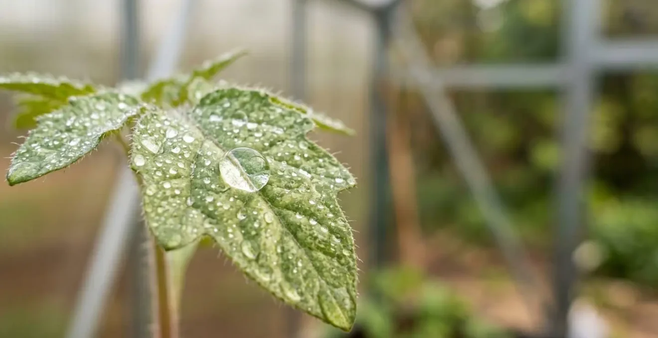 Jeunes plants en phase d'acclimatation progressive à l'extérieur d'une serre, exposés à la lumière naturelle du matin