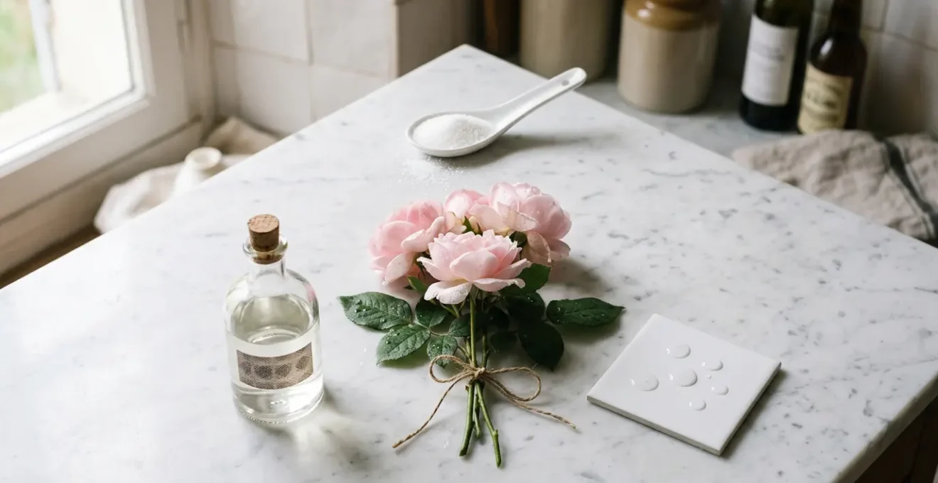 Composition artistique de conservateur floral maison avec ingrédients naturels pour bouquet de fleurs